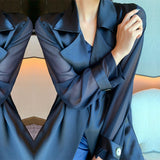 Women Clothes Windbreaker Women 2023 New Mid Long Autumn Thin Coat Organza Sleeve Acetate Coat