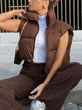 Sleeveless Cropped Puffer Jacket-Outfit