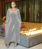 2 Piece African Jumpsuit Set Dresses For Women Velvet African Clothes Dashiki Elastic Bazin Off Shoulder Pants Famous Suit
