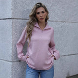 Fongt Wish Autumn Explosion Of Women's Hot Sales Of Pure Color Long Sleeve Zipper Collar
