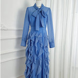 Fongt Industry French Court Stormy Fishtail Wave Shows Thin Lotus Leaf Side Dress Waist Scarf Scarf Dress