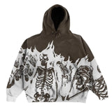Fongt Millennium Wind Round Collar Skeleton Hoodie Couples Style 2023 Autumn And Winter New Long-Sleeved Skull
