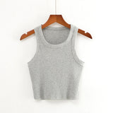 New Round Collar Solid Color Sports Short Blouse With A Slimmed Edge, A Small Vest.-Outfit