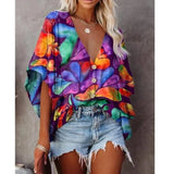 Tees Button V Neck Sexy Casual Befree Short Sleeve