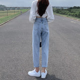 Fongt Jeans, Tall Waist, Loose, Straight Tube Fall 2024 New Dad Radish Pants-Outfit