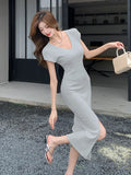 Woman's New Pure Desire Temperament In Summer Shows A Long Dress With Split Buttocks.-Outfit
