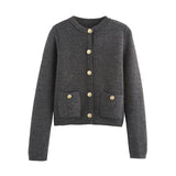 Fongt 2025 New Women's Button Knitted Jacket Little Scented Women's Sweater E3336