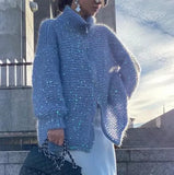 Fongt Autumn And Winter New Advanced Temperament Small Fragrant Wind Comfortable Sequin V Neck Sweater-Outfit