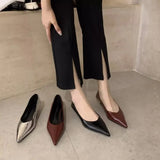 Fongt Women Naked Small Heels Fine Heel Sharp French Gentle Dress Low Heds And Light Mouth Four Seasons Single Shoes