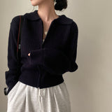 Vintage Zip Up Casual Versatile Cardigan-Outfit
