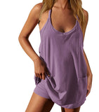 Fongt Summer Explosion Lady Slings Joint Shorts Dressing Dress Casual Set