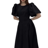 Fongt Women's Clothing 2025 Autumn New Bubble Sleeve With Fashion Temperament Dress Dress Dress