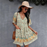 V Neck Bohemian Short Sleeve