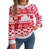 Fongt Shooting 2025 Autumn And Winter Christmas Deer Pattern Long-Sleeved Jacket Sweater Women's Clothing