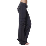 Elastic Waist Button Pocket Yoga