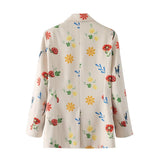 Colorful Flower Printing Women's Casual Suit Jacket In Spring 2024-Outfit