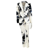 Fongt New Star Temperament Fashion Digital Print A Buckle Suit Small Foot Pants Set Two