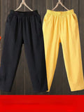 Fashion Woman Pants Casual Cotton Linen Harem Pants LOOSE Solid Ankle-Length Pants Elastic Waist Women's Summer