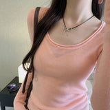 Sugar Fruit Color Knit Blouse Women's 2024 Spring And Autumn New Macaron Slim Long-Sleeved T-Shirt Bottom