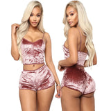 Sexy Velvet Crop Tops Pajamas