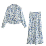Spring Print Slim Shirt 2580126 Medium Skirt 2581133-Outfit