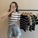 Fongt Knitted Shirt Girl 2023 Summer New Ocean With Small Thin