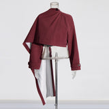 Personality Short Suit Jacket 2025 New Asymmetric High-Waisted Cloak Shawl Design Small Suit