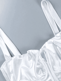 Tie Front Satin Corset Top-Outfit