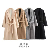 Fongt Explosive Women's Temperament Fashion With Belt Long Hair Coat