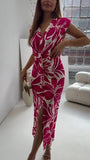 Fongt Women's Clothing 2025 Summer New Women's Leisure V-Neckless Print Dress