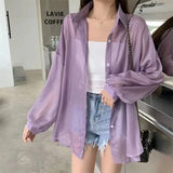 Fongt Temperament Long-Sleeved Sunscreen Shirt Women 2025 Summer New Chiffon Shirt Air-Conditioning Shirt White