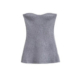 Fongt Throttling Knitted Vest 2025 Spring Sexy Shoulder High Bullet-Tendered Women's Top