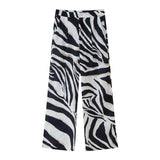 Fongt Women's Explosive Zebra-Shed Linen-Blend Vest Broad-Legged Casual Trousers