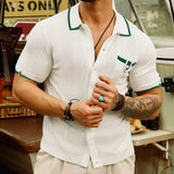 Fongt Men's New Summer Men's Knits Business Casual Pocket Polo Shirts