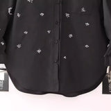 New Bead Inlaid Loose Version Poplin Shirt 4786327-Outfit