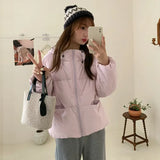 Winter Down Jacket Female Short Style 2024 Minority Korean Hooded White Duck Velvet Loose Puff Feeling Bread Coat Tide-Outfit