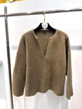 Fongt Spring New Simple Wind Blouse Comfort Temperament V Collar Loose Leisure With Short Marmal Velvet Wear