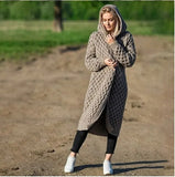 Autumn Winter Knitted Cardigan Women Casual Solid Hooded Long Knitted Coat Female Loose Overcoats Outwear Plus Size 4XL