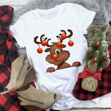 Hat Family Red Printed T-shirts Mom and Me Santa
