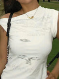 English Print sleeveless Bandeau Top-Outfit