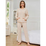 Fongt Casual Suit Women's Pajamas Wffgy Long Sleeves Two-Piece Home Suit-Outfit