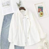 Fongt Smog Haze Blue Salt Outside Wearing Wicked Shirt Women's Spring And Autumn Design Hongfeng Lady Solid Color Shirt