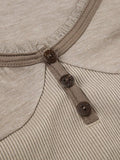 Solid V Neck Splice Slim Long Sleeve Tee-Outfit