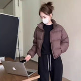 White Duck Down Jacket Female Short Short Winter 2024 New Korean Version Loose Advanced Sense Bread Coat-Outfit