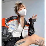 Women's PU Leather Jacket Varsity Jackets 2022 Bomber Jacket Parkas Women Fashion Black Coat Elegant Zipper Female