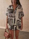 Print Loose Short-Sleeved Shirt Bumpy Fashion Women's Casual