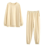 2020 Autumn Women's sets cotton suit oversized 2 pieces o neck female casual hoodies sweatshirt pants suits