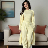Fongt 2025 New Women's Round-Neck Long-Sleeved Broad-Legged Trouser Commuting Suit