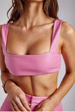 Pink Faux Leather Two Piece Skirt And Bralette Set-Outfit