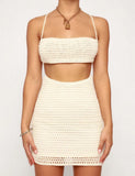 Summer Women's New Neck Exposed Vest High Purse Hip Knit Skirt Suit-Outfit